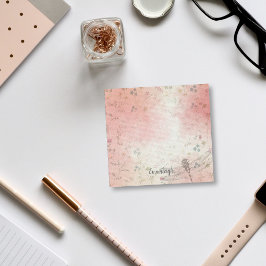 Bloco De Notas Monograma de Dragonfly Floral | Verde rosa