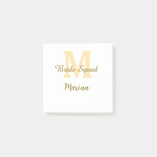 Bloco De Notas Monograma de equipe de noiva dourado simples para 