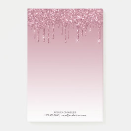 Bloco De Notas Monograma de Glitter Coletor de Ombré Rosa