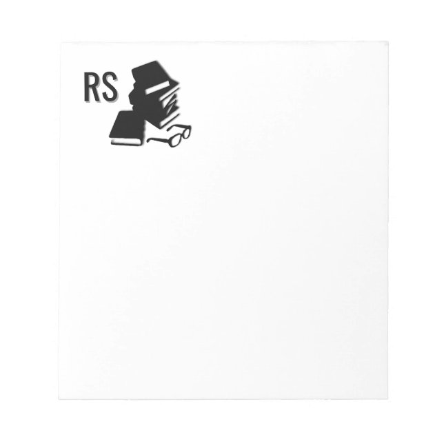 Bloco De Notas Monograma de livros e óculos (Frente)