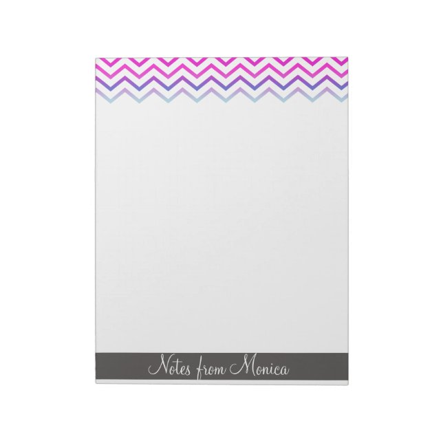 Bloco De Notas Monograma de Memo Personalizado Pink-Padrão Chevro (Invertido)