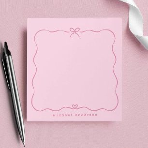 Bloco De Notas Monograma de Nome com Arco Minimalista Pastel Fofo