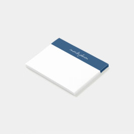 Bloco De Notas Monograma de Nome Completo Azul-Marinho Moderno Pr