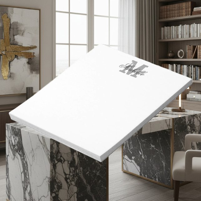 Bloco de notas monograma de nome personalizado chi (chic notepad with monogram)