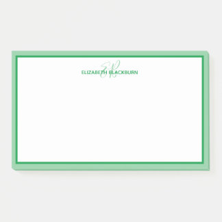 Bloco De Notas Monograma de Nome Personalizado Inicial Verde