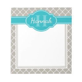 Bloco De Notas Monograma de Padrão de Lata Branca de cinza