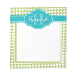 Bloco De Notas Monograma de Padrão de Tonalidade Verde