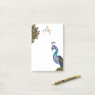 Bloco De Notas Monograma de Peacock Brilhante