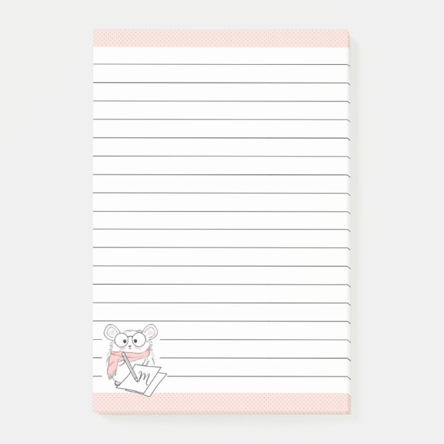 Bloco De Notas Monograma de pequeno hamster bonito, cor-de-rosa (Frente)