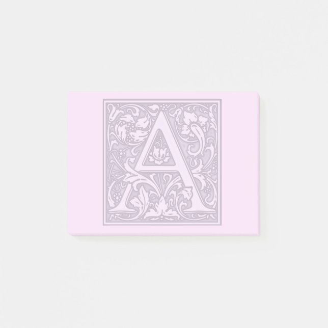 Bloco De Notas monograma de prata do flourish - A (Frente)