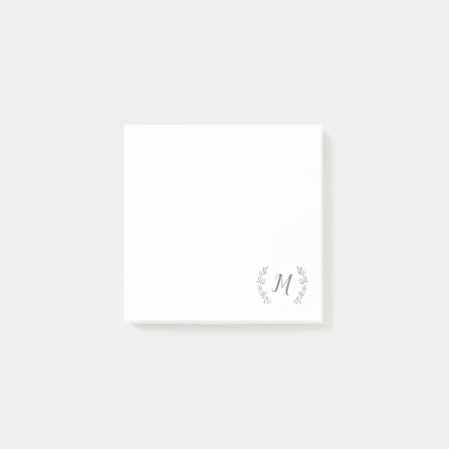Bloco De Notas Monograma de ramo de louro (Frente)