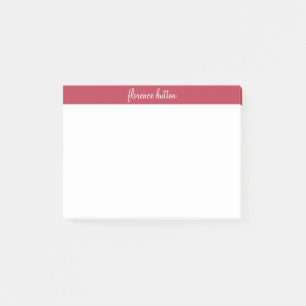 Bloco De Notas Monograma de Script Branco e Vermelho de Framboesa