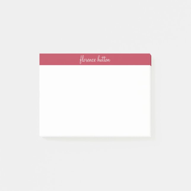 Bloco De Notas Monograma de Script Branco e Vermelho de Framboesa (Frente)