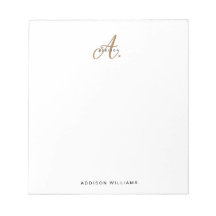 Monograma de Script Dourado Branco Elegante Preto