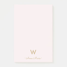 Bloco De Notas Monograma de Script Dourado Cor-de-rosa-Blush Mode