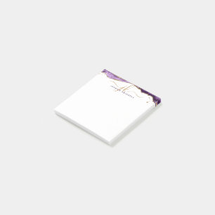 Bloco De Notas Monograma de Script Glitter Dourado de Geodo de Ag