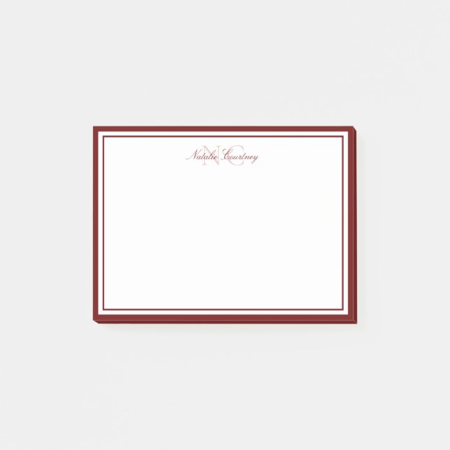 Bloco De Notas Monograma de Script Minimalista Dois Monograma de  (Frente)