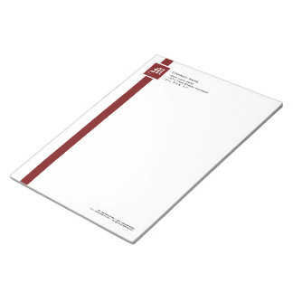 Bloco De Notas Monograma de Stripe Vermelha e Branca de 11" x 8