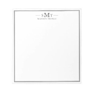 Bloco De Notas Monograma de três letras minimalista elegante
