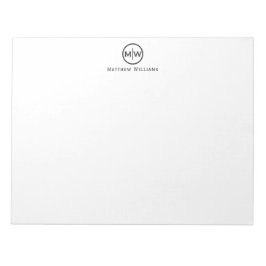 Bloco De Notas Monograma do Círculo Negro Elegante Moderno Chic M