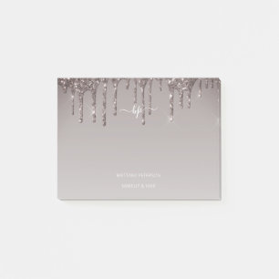 Bloco De Notas Monograma do Funcionarios Glitter Dourado