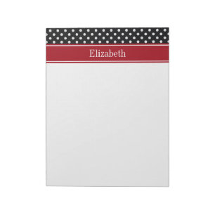 Bloco De Notas Monograma do nome da amora branca e Bolinhas preta