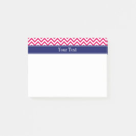 Bloco De Notas Monograma do nome Navy SLg Chevron Raspberry