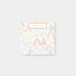 Bloco De Notas Monograma do Padrão Arco-Íris Cortado