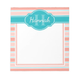 Bloco De Notas Monograma do padrão de distribuição de chá branco 