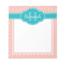 Monograma do Teal do Diamante Branco Cor-de-rosa