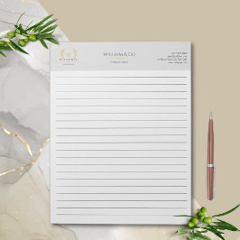 Bloco De Notas Monograma Dourado da Cinza Laurel Wreath Clássica