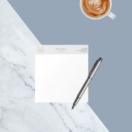 Bloco De Notas Monograma Dourado da Cinza Laurel Wreath Clássica