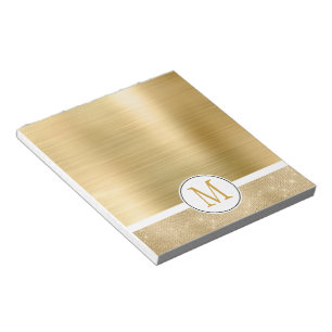Bloco De Notas Monograma Dourado de brilho Sparkle