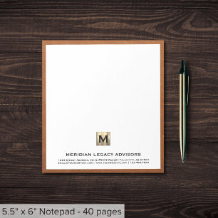Bloco De Notas Monograma Dourado de luxo