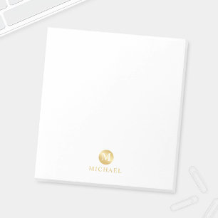 Bloco De Notas Monograma Dourado e branco de luxo