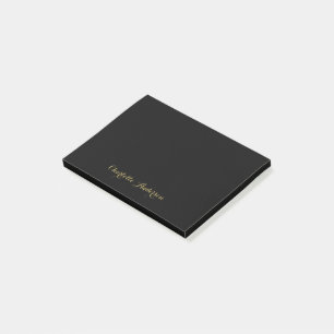Bloco De Notas Monograma Dourado Moderno Mínimo Preto