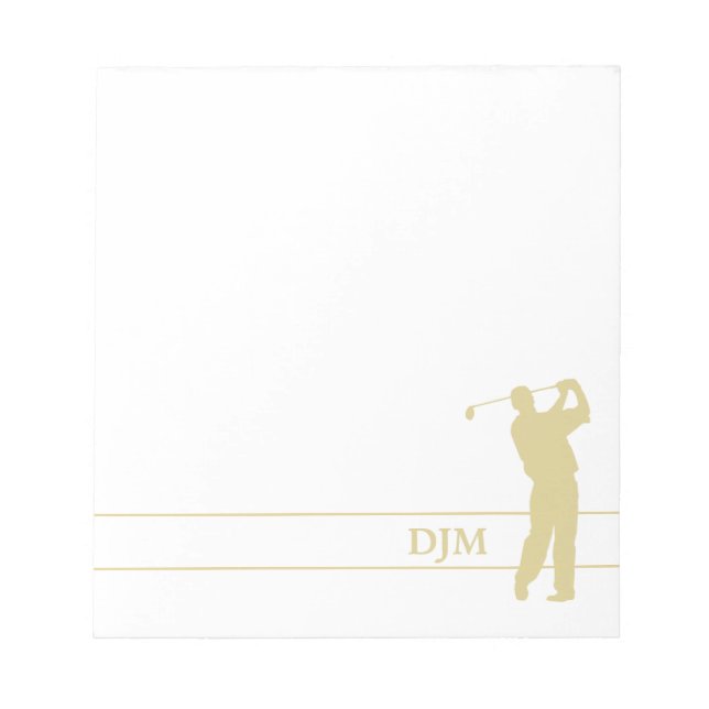 Bloco De Notas Monograma Dourado Silhouter Golfer (Frente)