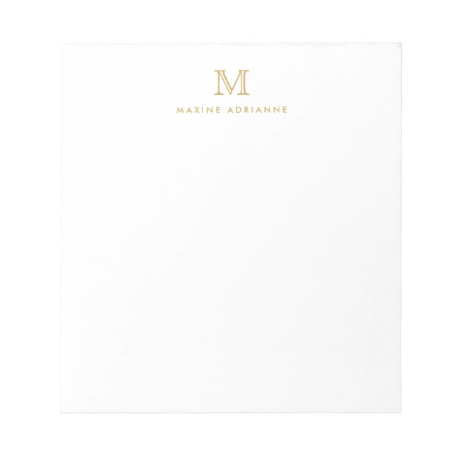Bloco De Notas Monograma Dourado Simples Moderno, Faux, Inicial (Frente)
