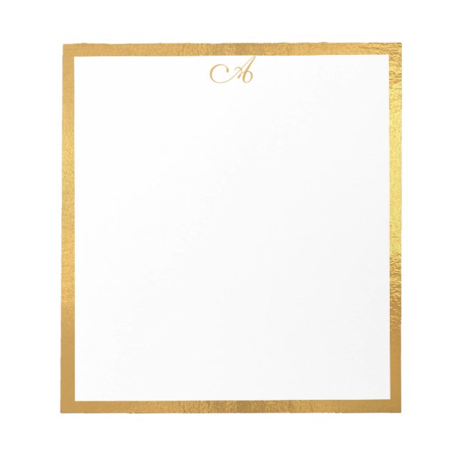 Bloco De Notas Monograma Dourado sofisticado Elegante (Frente)
