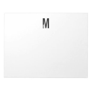 Bloco De Notas Monograma e Nome de Negrito Personalizado Moderno