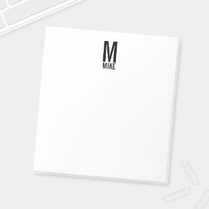 Bloco De Notas Monograma e Nome de Negrito Personalizado Moderno