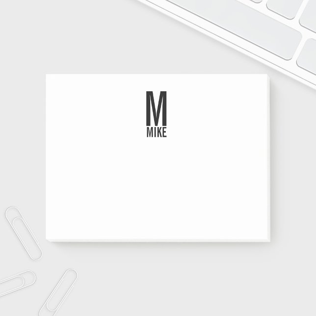 Bloco De Notas Monograma e Nome de Negrito Personalizado Moderno (Criador carregado)