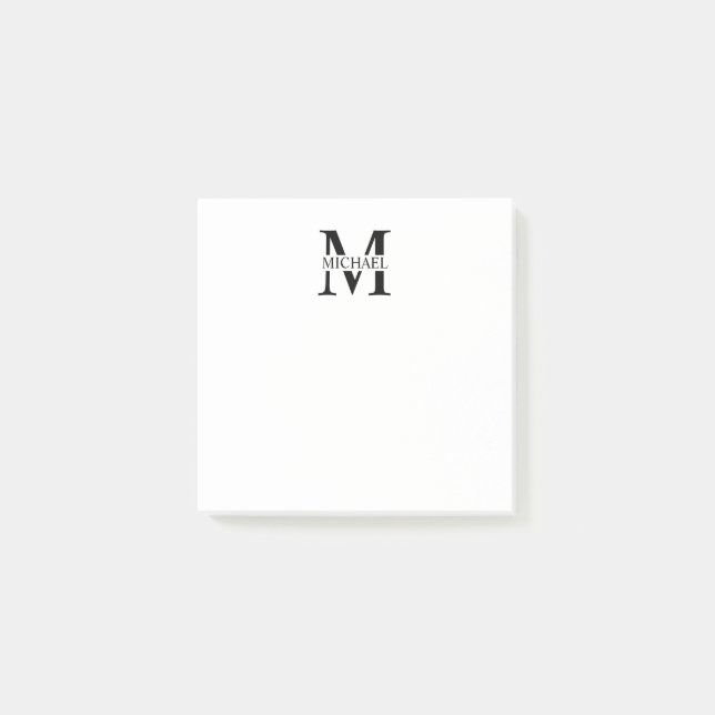 Bloco De Notas Monograma e Nome Personalizados (Frente)
