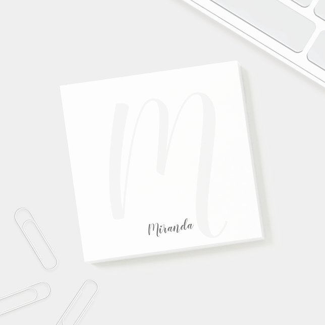 Bloco De Notas Monograma e Nome Personalizados de Script Moderno (Criador carregado)