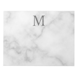 Bloco De Notas Monograma e Nome Personalizados do Marble Branco
