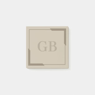 Bloco De Notas Monograma elegante de cantos de areia neutra