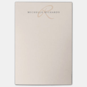 Bloco De Notas Monograma Elegante Elegante Rosa Suspenso