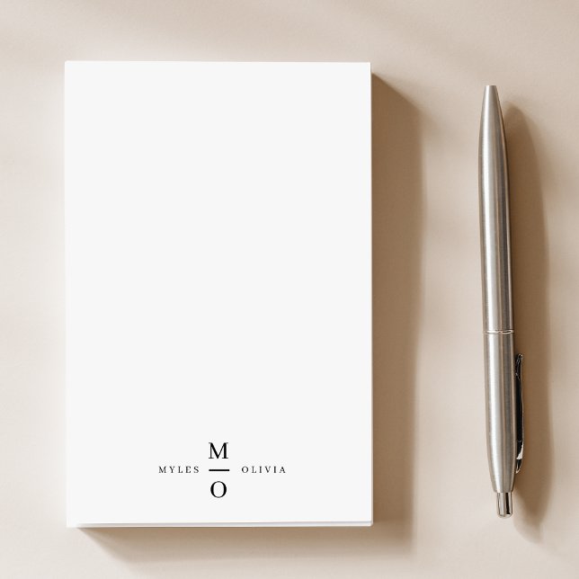 Bloco De Notas Monograma Elegante Minimalista Simples Branco (Criador carregado)