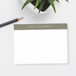 Bloco De Notas Monograma Elegante Verde Oliva Minimalista
