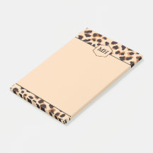 Monograma Estampa de Leopardo Moderno Preto Marrom